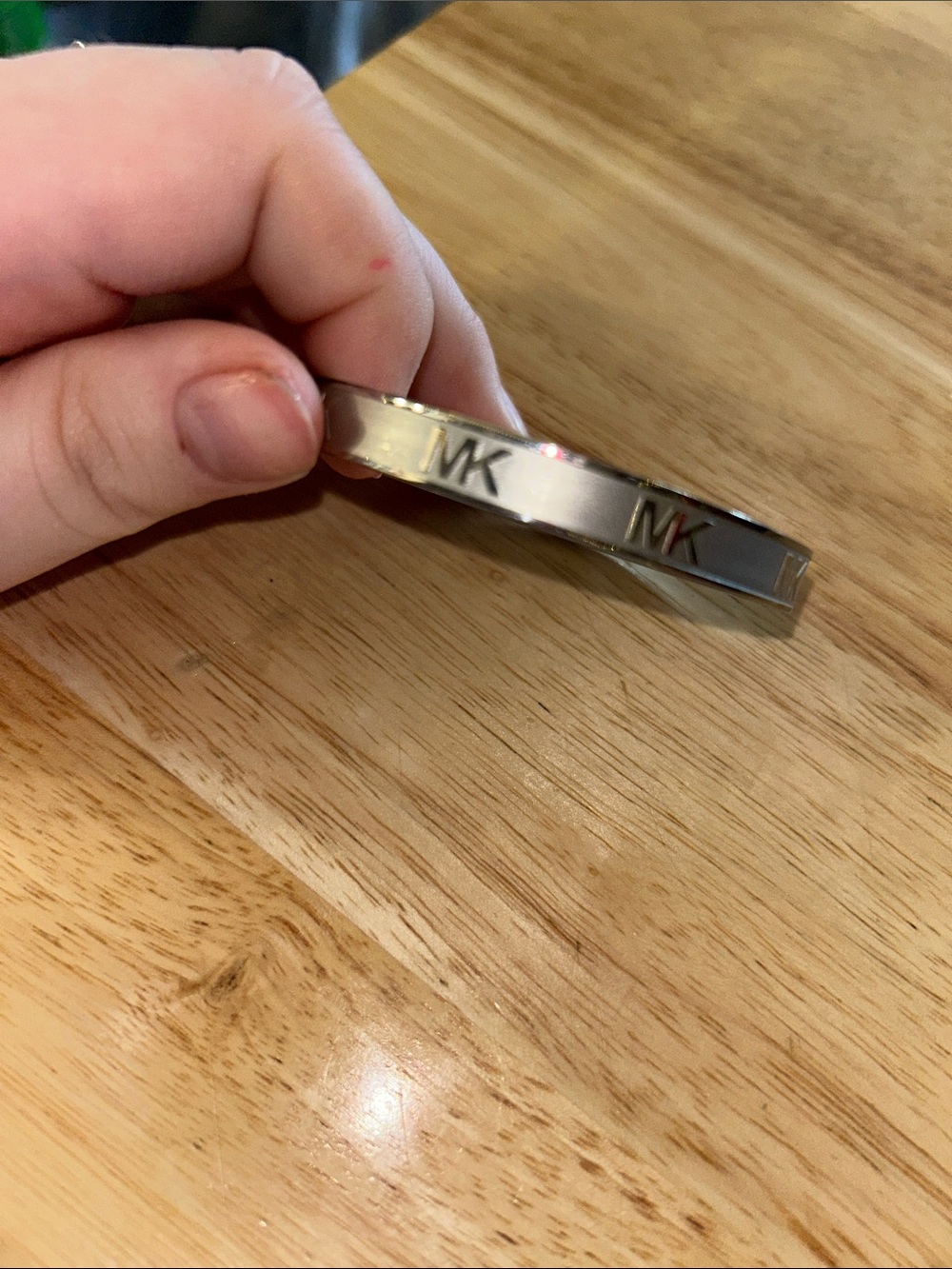 Michael Kors Silver-Tone MK Logo Men's Bangle Bracelet